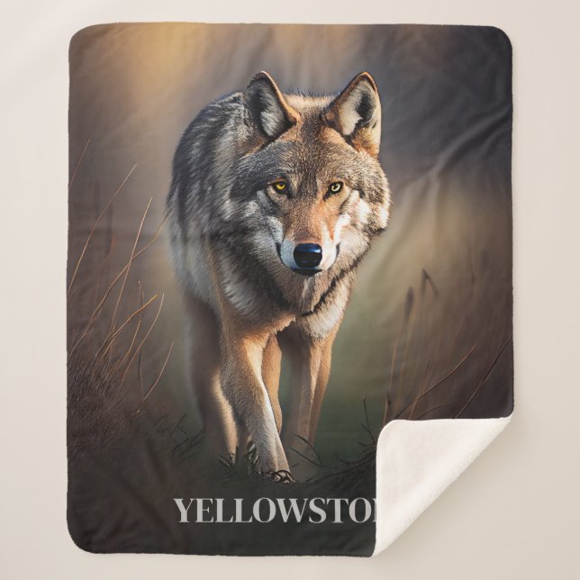 Yellowstone Wolf Sherpa Blanket Sherpadecke (Vorderseite)