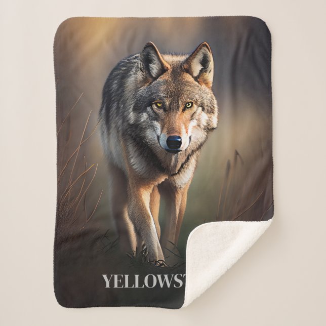 Yellowstone Wolf Sherpa Blanket Sherpadecke (Vorderseite)