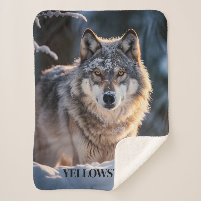 Yellowstone Wolf Sherpa Blanket Sherpadecke (Vorderseite)