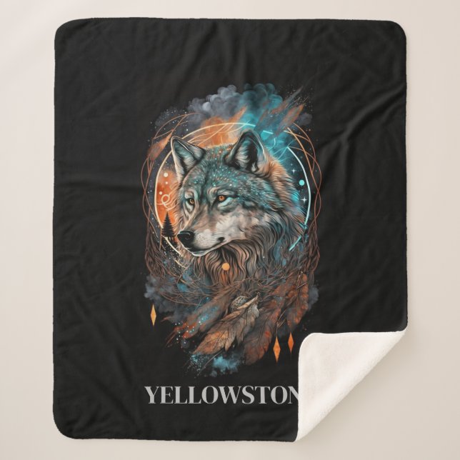 Yellowstone Wolf Sherpa Blanket Sherpadecke (Vorderseite)