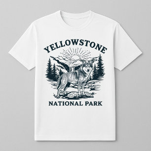 Yellowstone Wolf und Wasserfall T-Shirt