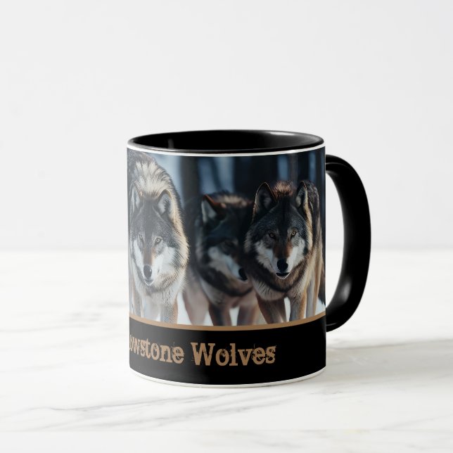 Yellowstone Wölfe Kaffeemaschine Tasse Zwei-Tone (VorderseiteRechts)