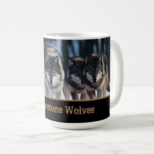 Yellowstone Wölfe Kaffeepause Tasse (VorderseiteRechts)