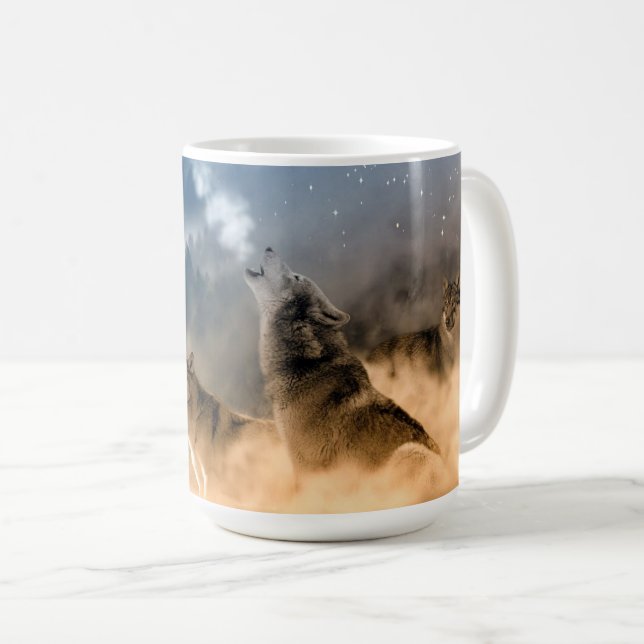 Yellowstone Wölfe Kaffeepause Tasse (VorderseiteRechts)