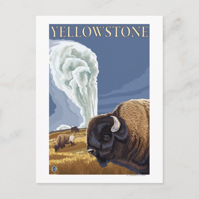 YellowstoneBison mit Alt Treu Postkarte (Vorderseite)