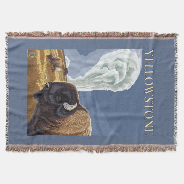 YellowstoneBison mit altem zuverlässigem Decke (Vorderseite)