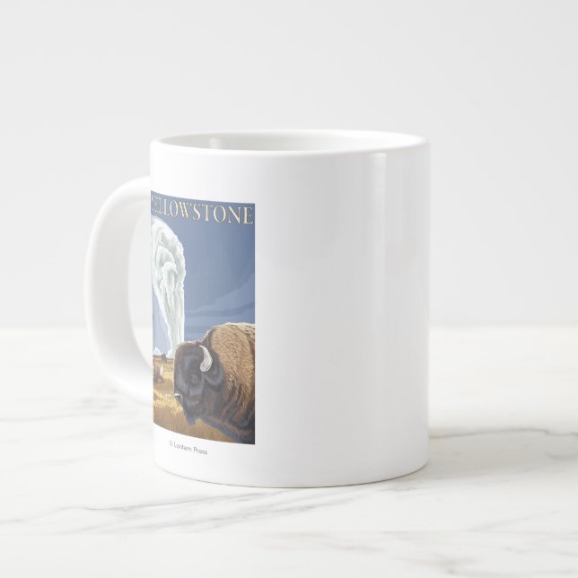 YellowstoneBison mit altem zuverlässigem Jumbo-Tasse (Vorderseite Links)