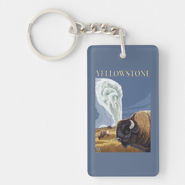 YellowstoneBison mit altem zuverlässigem Schlüsselanhänger (Vorderseite)