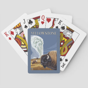 YellowstoneBison mit altem zuverlässigem Spielkarten