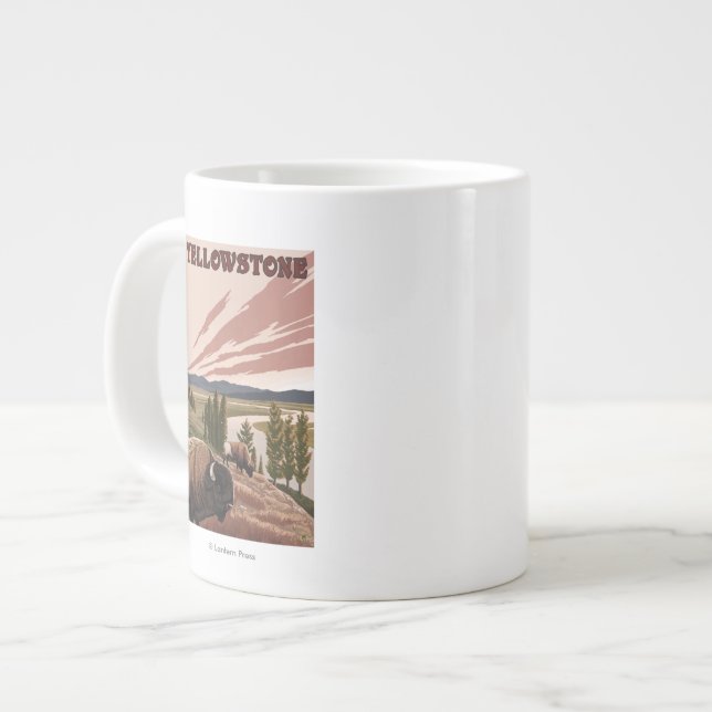 YellowstoneBison Scene Jumbo-Tasse (Vorderseite Links)