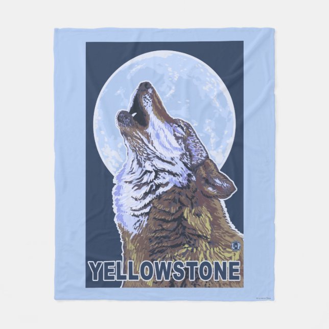 YellowstoneHowling Wolf Fleecedecke (Vorderseite)