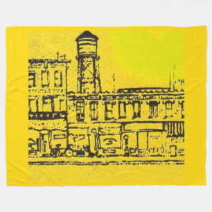 Yellowville-Häuser und -Zuhause und Wasserturm Fleecedecke