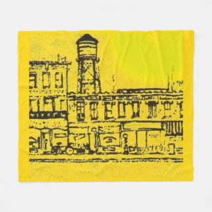 Yellowville-Häuser und -Zuhause und Wasserturm Fleecedecke