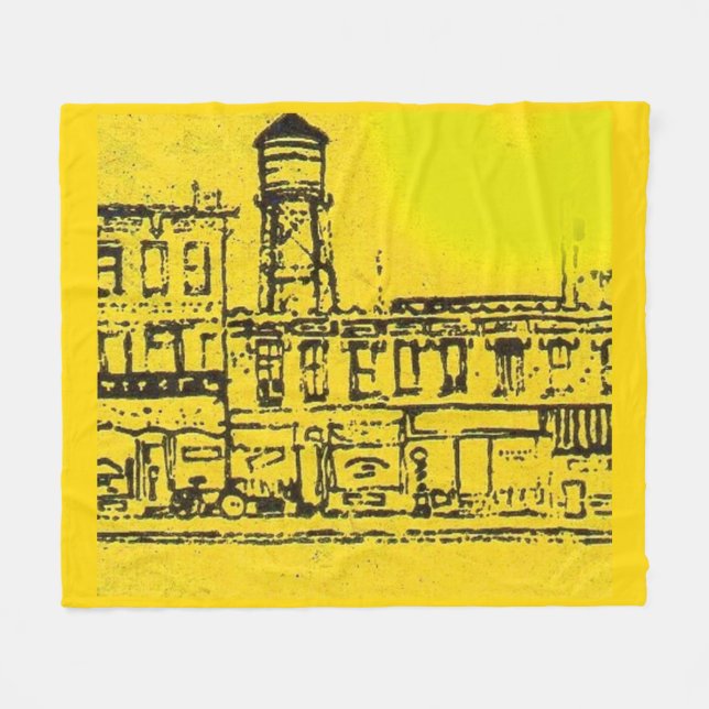 Yellowville-Häuser und -Zuhause und Wasserturm Fleecedecke (Vorderseite (Horizontal))