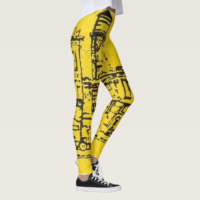 Yellowville-Häuser und -Zuhause und Wasserturm Leggings (Rechts)