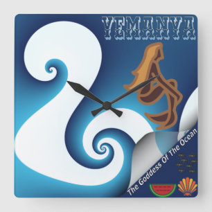 Yemanya Göttin des Ozeans Quadratische Wanduhr
