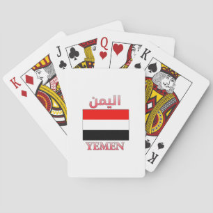 Yemen Flag اليمن Arabic & English WordArt Spielkarten