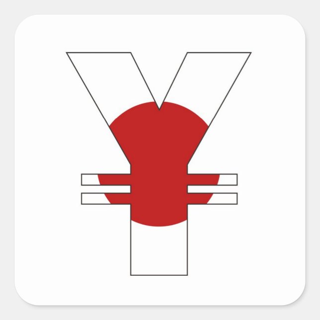 Yen-Währungssymbol Quadratischer Aufkleber (Vorderseite)