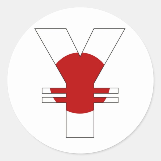 Yen-Währungssymbol Runder Aufkleber (Vorderseite)