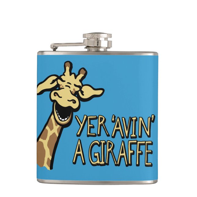 Yer 'avin' eine Giraffe-Slang-Cockney-Spaß-Flasche Flachmann (Vorderseite)