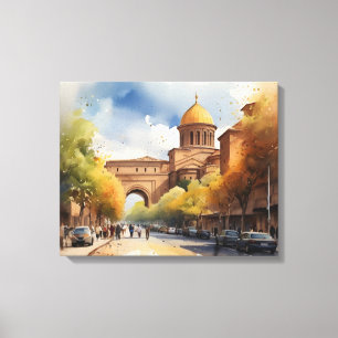 Yerevan Aquarellkunst Leinwanddruck