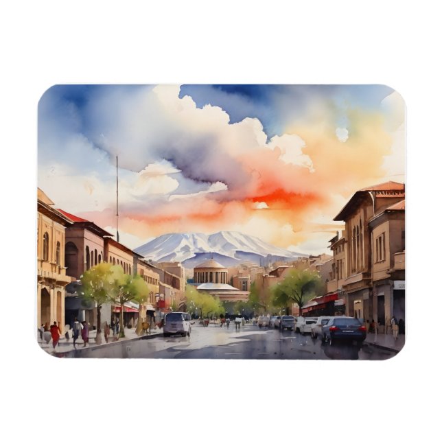 Yerevan Aquarellkunst Magnet (Horizontal)