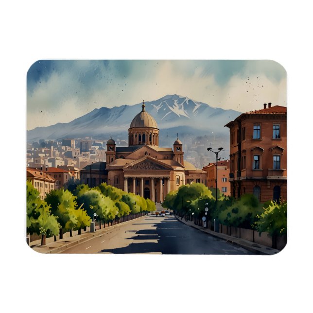 Yerevan Aquarellkunst Magnet (Horizontal)