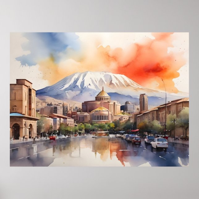 Yerevan Aquarellkunst Poster (Vorne)