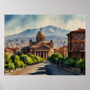 Yerevan Aquarellkunst Poster