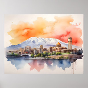 Yerevan Aquarellkunst Poster