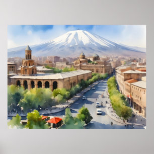 Yerevan Aquarellkunst Poster
