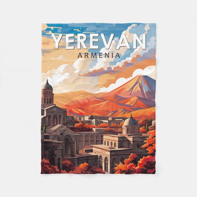 Yerevan Armenia Reisen Kunst Vintag Fleecedecke (Vorderseite)