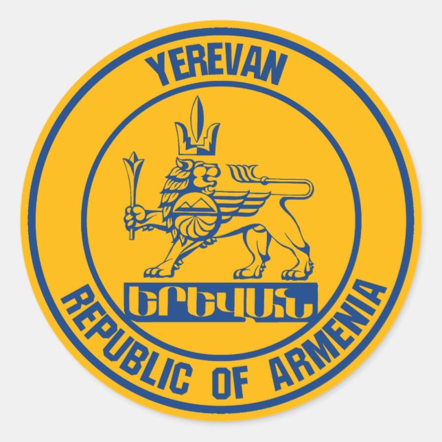 Yerevan Round Emblem Runder Aufkleber (Vorderseite)