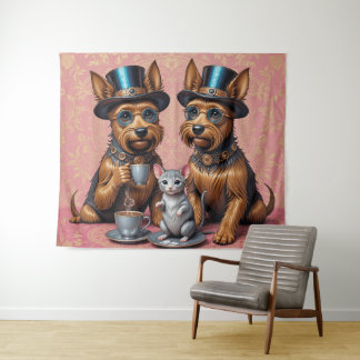 Yerkish Terriers Tea Time Wandteppich
