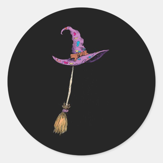 Yes I Can Drive A Stick Soky Witch Funny Halloween Runder Aufkleber (Vorderseite)