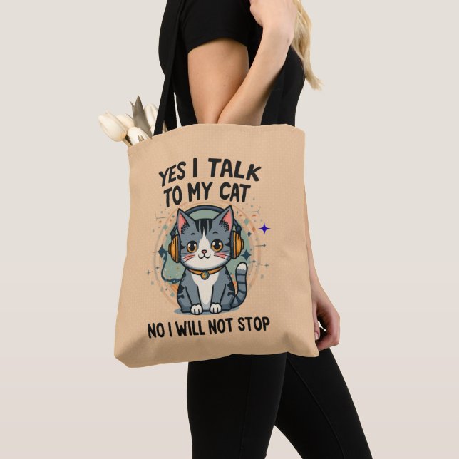 Yes I Talk To My Cat Funny Cat Quote Tasche (Von Nahem)