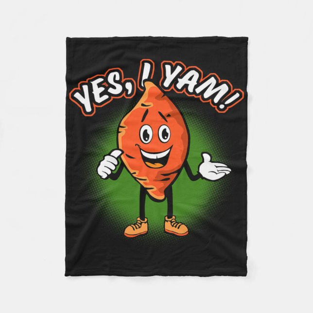 Yes I Yam Funny Sweet Potato Pun Thanksgiving Humo Fleecedecke (Vorderseite)