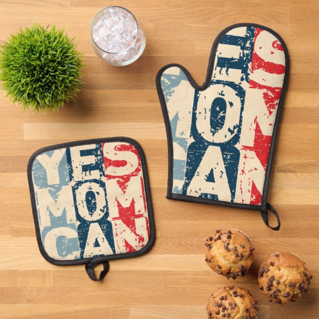 Yes Mom Can Ofenhandschuh & Topflappen-Set (Oben Unten)