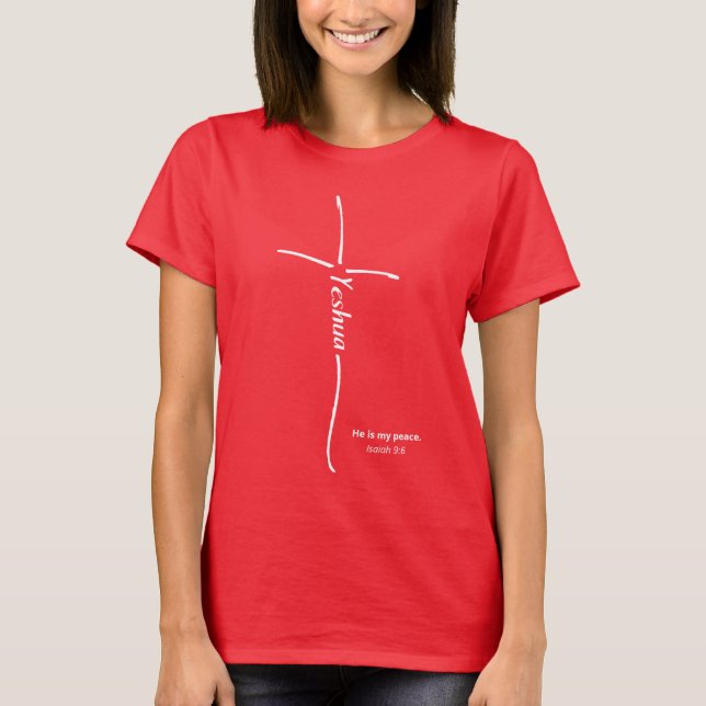Yeshua Cross messianisch Glaube Torah Hebrew T-Shirt (Vorderseite)