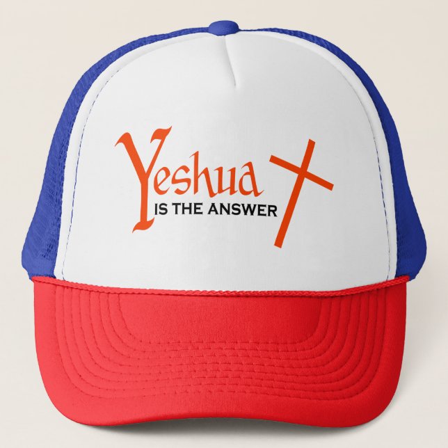 Yeshua ist der Answer Messianic Cross Hat Truckerkappe (Vorderseite)