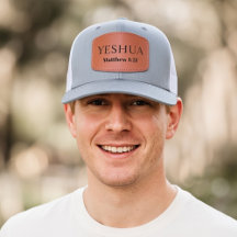 YESHUA Leder-Patch individuelle Bibelvers-Mütze 