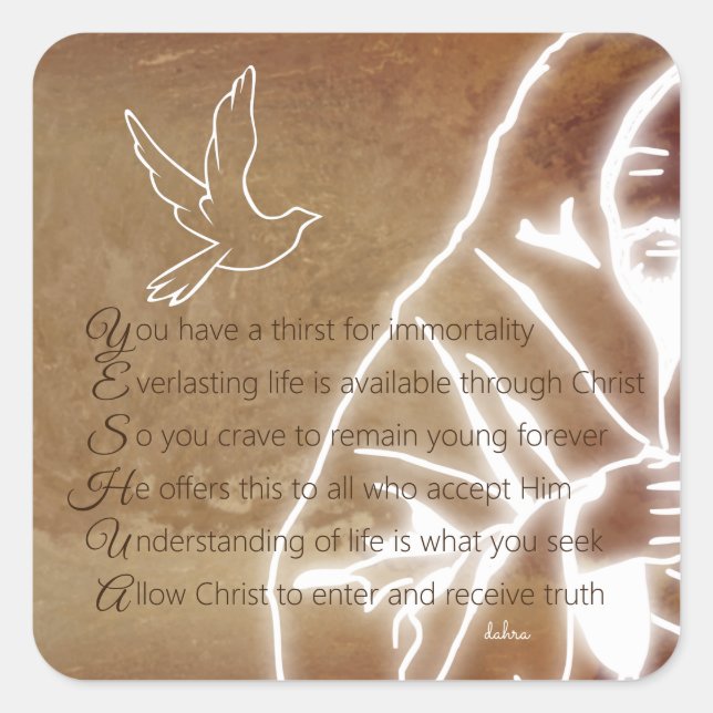 YESHUA Messiah Jesus Christus Christliches Gedicht Quadratischer Aufkleber (Vorderseite)