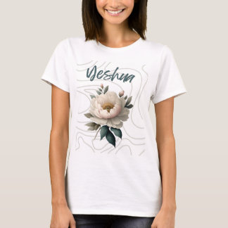 Yeshua mit einzigartigem Blume-Hintergrund T-Shirt