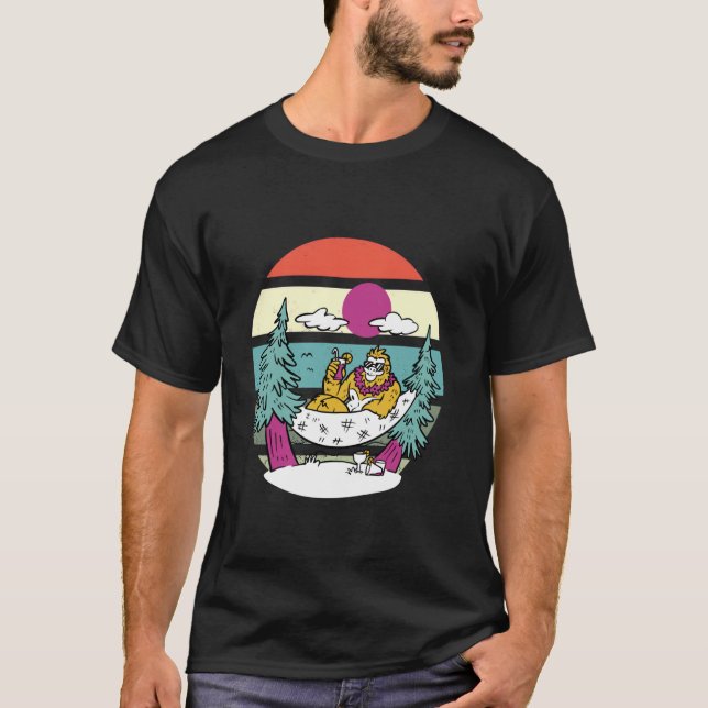 Yeti Beach Hängematte trinken tropische Sonnenunte T-Shirt (Vorderseite)