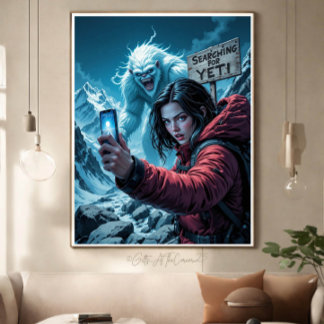 Yeti Bigfoot Sasquatch Selfie Leinwanddruck
