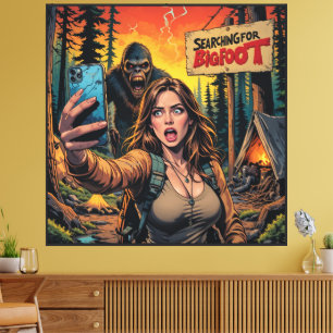 Yeti Bigfoot Sasquatch Selfie Mount Everest Neonli Leinwanddruck