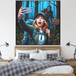 Yeti Bigfoot Sasquatch Selfie Wald Leinwanddruck