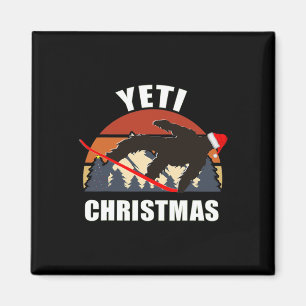 Yeti Christmas - Bigfoot Snowboarden Rot tragen Magnet