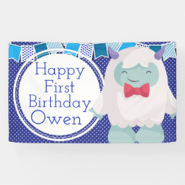 Yeti feiert Jungen abscheulichen Schneemann Geburt Banner