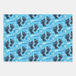 Yeti Foot Print Magnetkarte Geschenkpapier Set